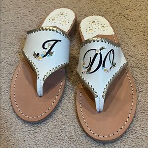 Jack Rogers White 'I Do' Embroidered Sandals